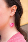 Mina Heart Earrings - Hot Pink