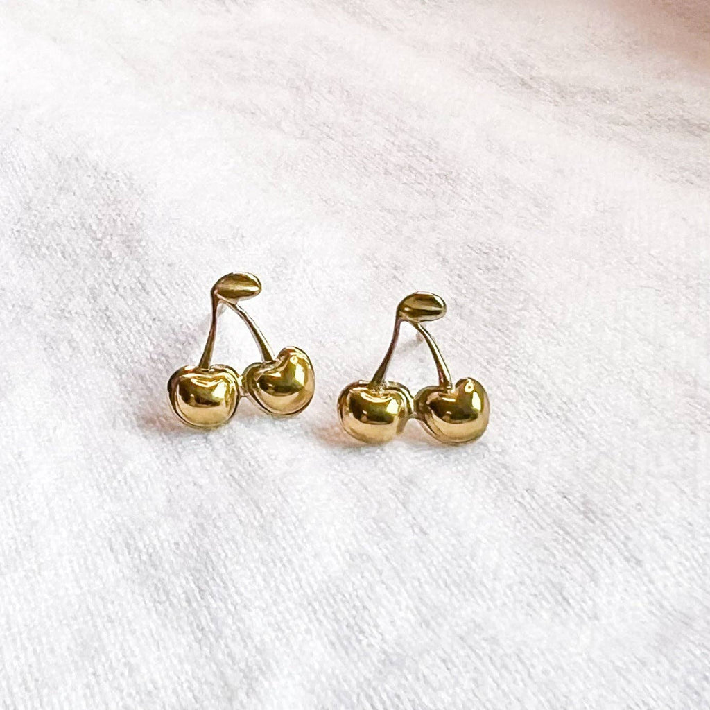 Gold Cherry Studs