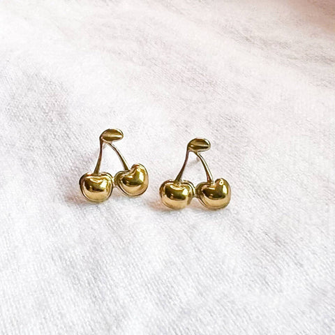 Gold Cherry Studs