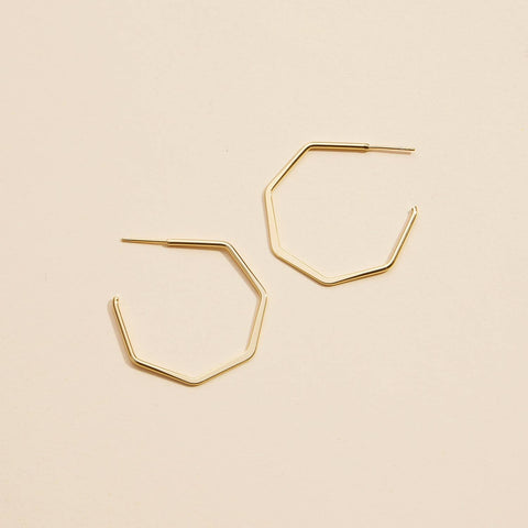 Geometric Gold Dip Hoop Earrings