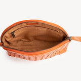 Woven Halfmoon Crossbody - Burnt Sienna