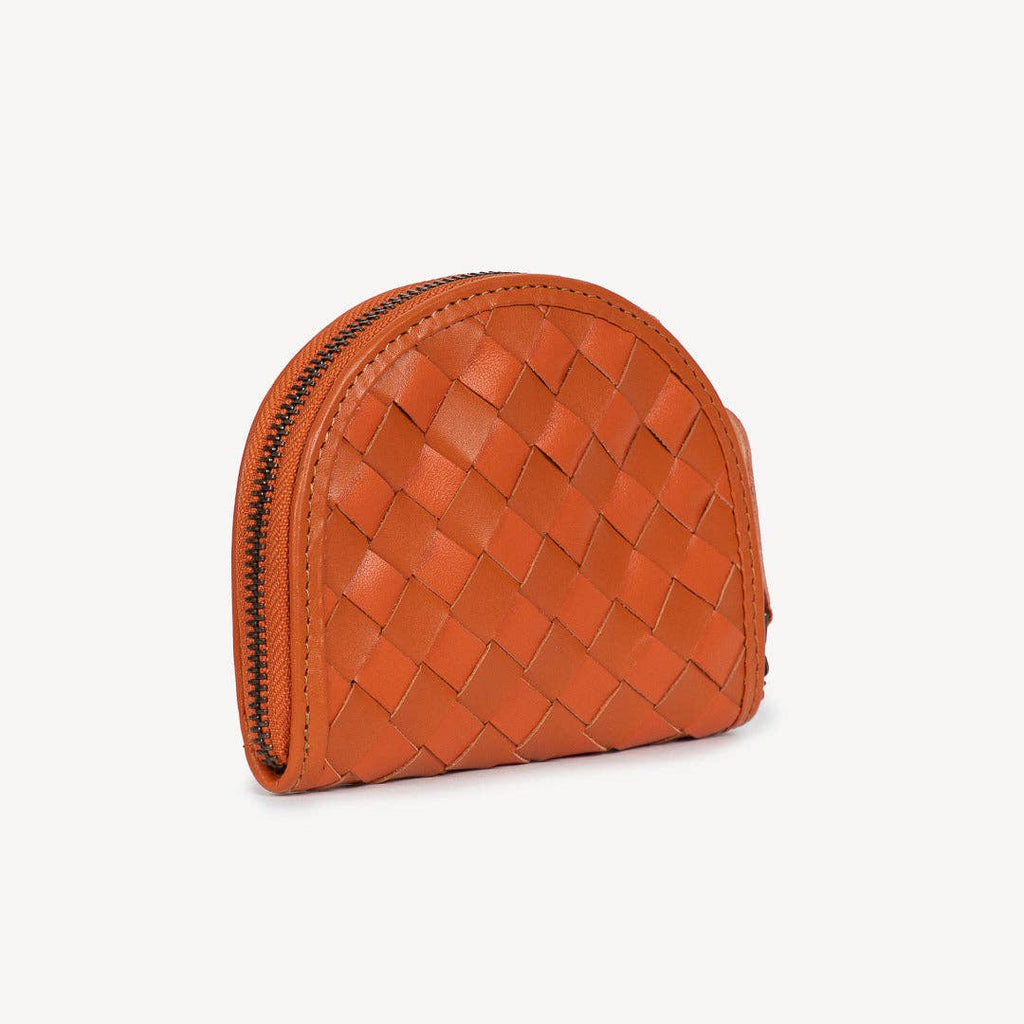 Woven Halfmoon Mini Wallet - Burnt Sienna