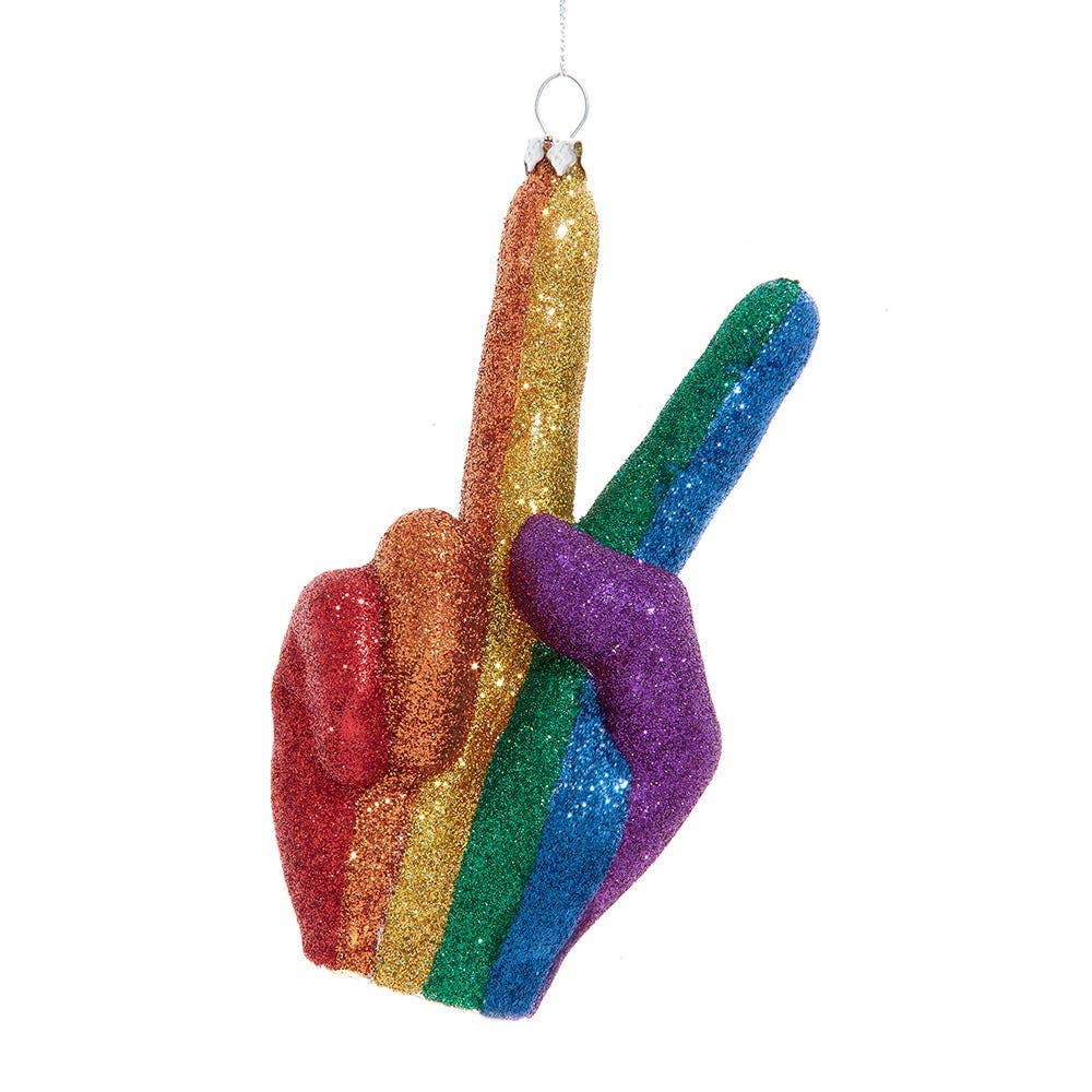 Glass Pride Peace Ornament