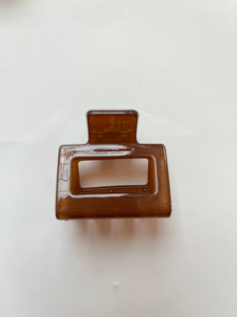 Small Square Hair Claw Clips - Green Brown