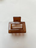 Small Square Hair Claw Clips - Green Brown