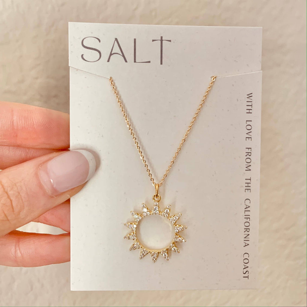 SUNBURST NECKLACE | gold | sparkly sun pendant necklace