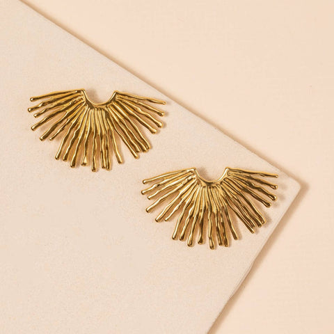 Sunburst 18K Gold Plated Stainless Steel Post Earrings