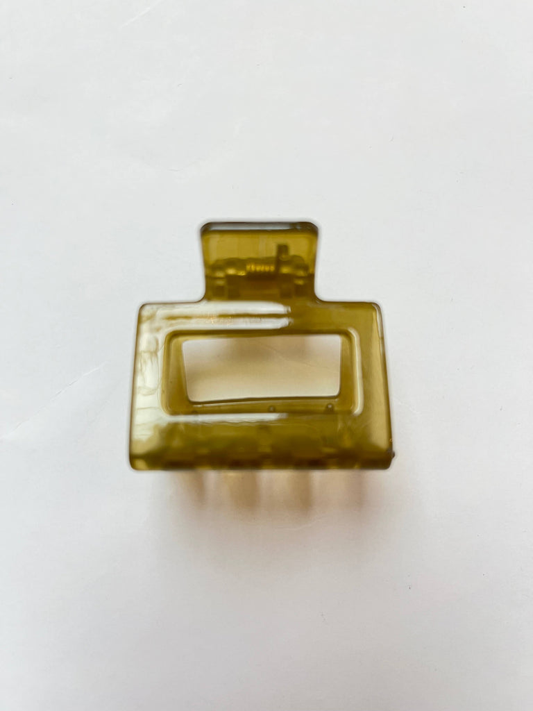 Small Square Hair Claw Clips - Green Brown