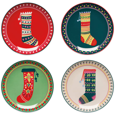 Winter Woolens Christmas Appetizer Plates Set of 4