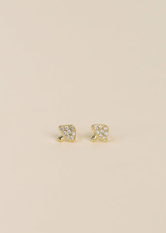 Pave Stud - Mushroom - Gold Earrings