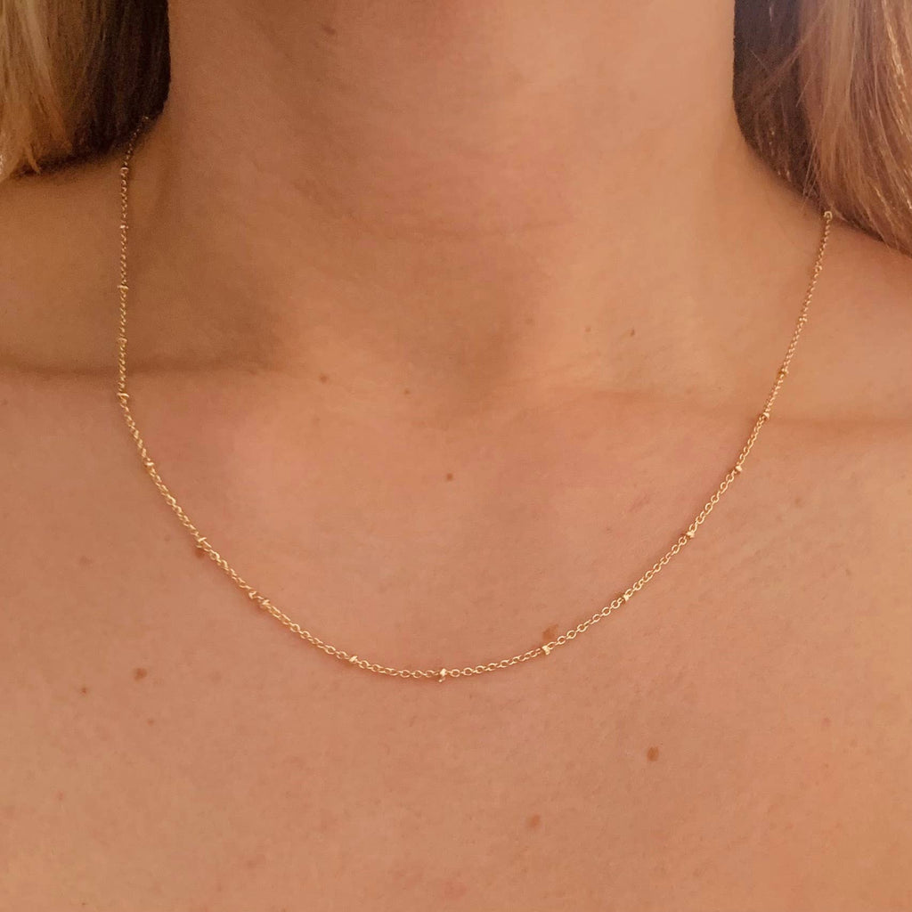 DAINTY BEADED CHAIN | gold satellite chain