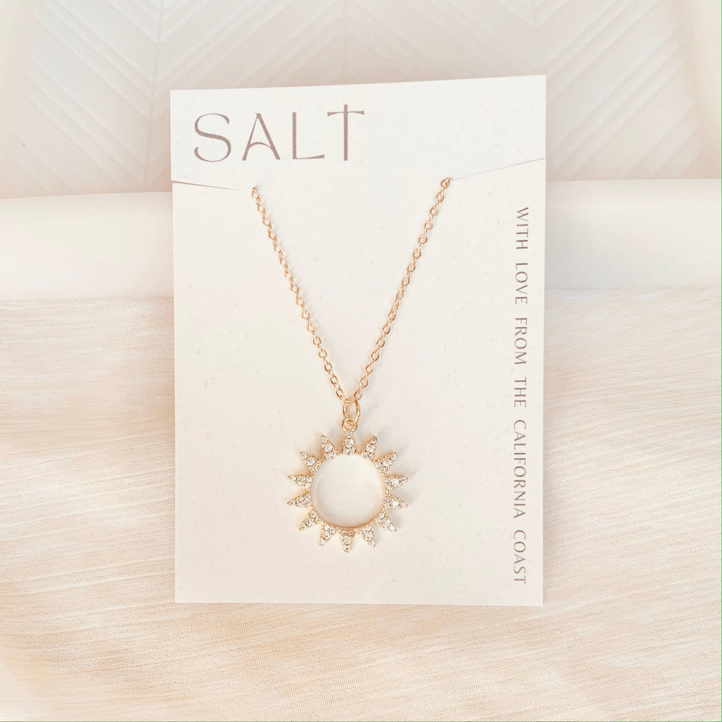 SUNBURST NECKLACE | gold | sparkly sun pendant necklace