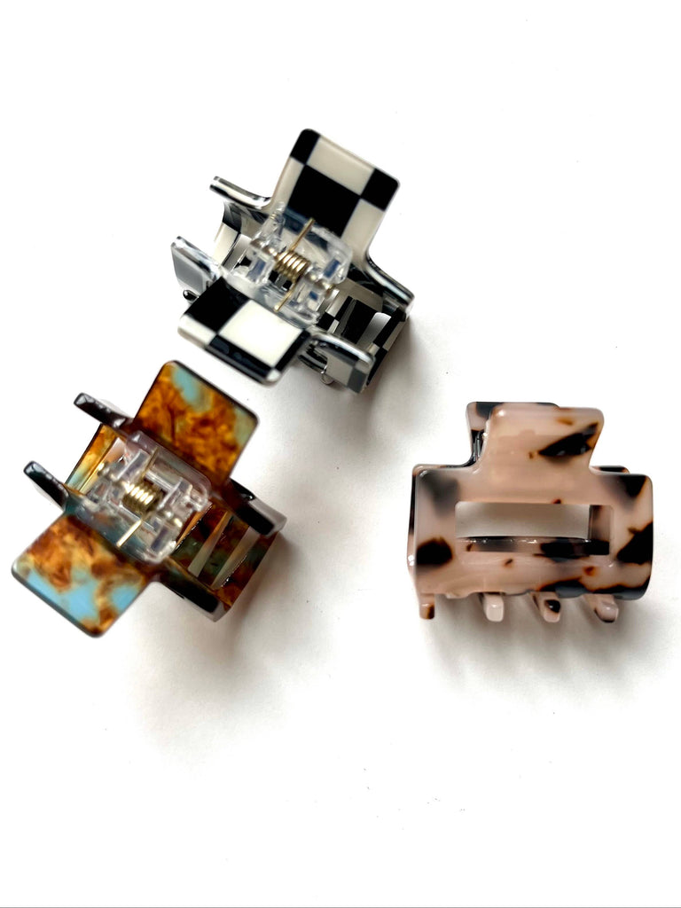 Extra Small Square Hair Clips - xs