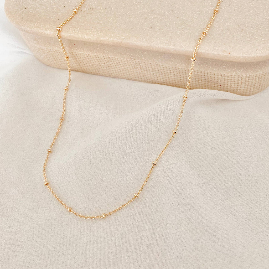 DAINTY BEADED CHAIN | gold satellite chain