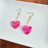 Mina Heart Earrings - Hot Pink