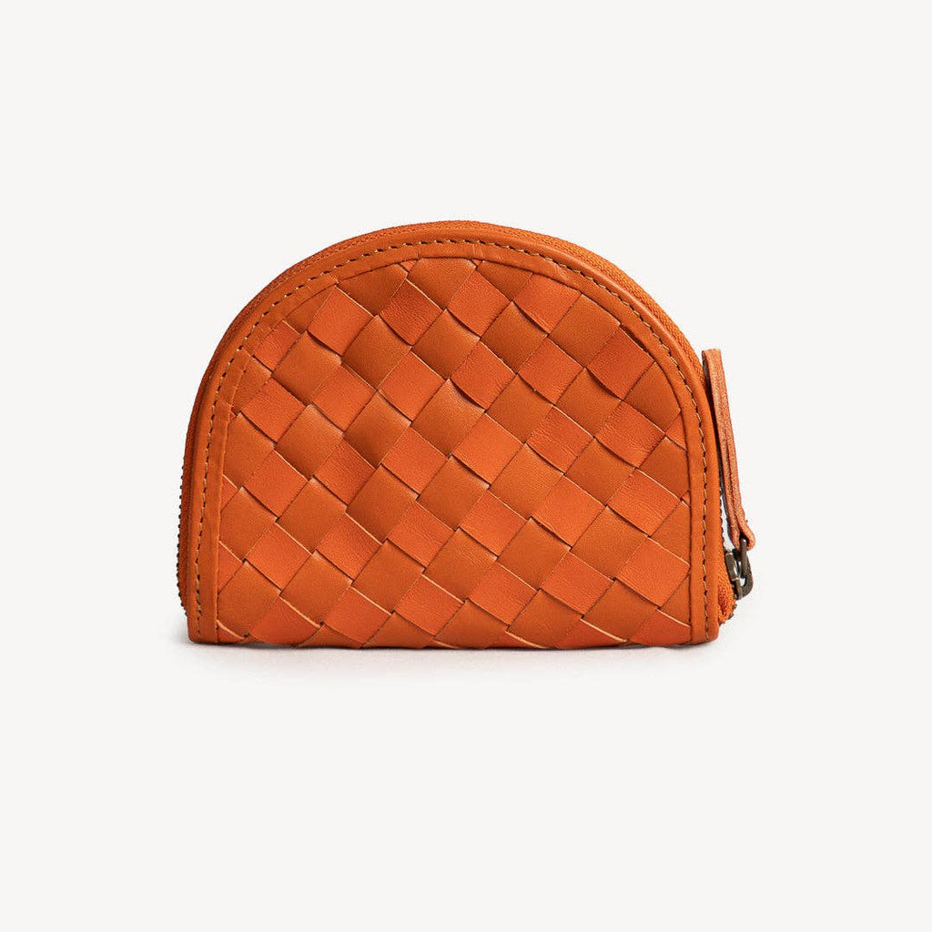 Woven Halfmoon Mini Wallet - Burnt Sienna