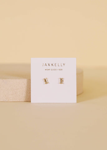 Baguette - Clear - Gold Earrings