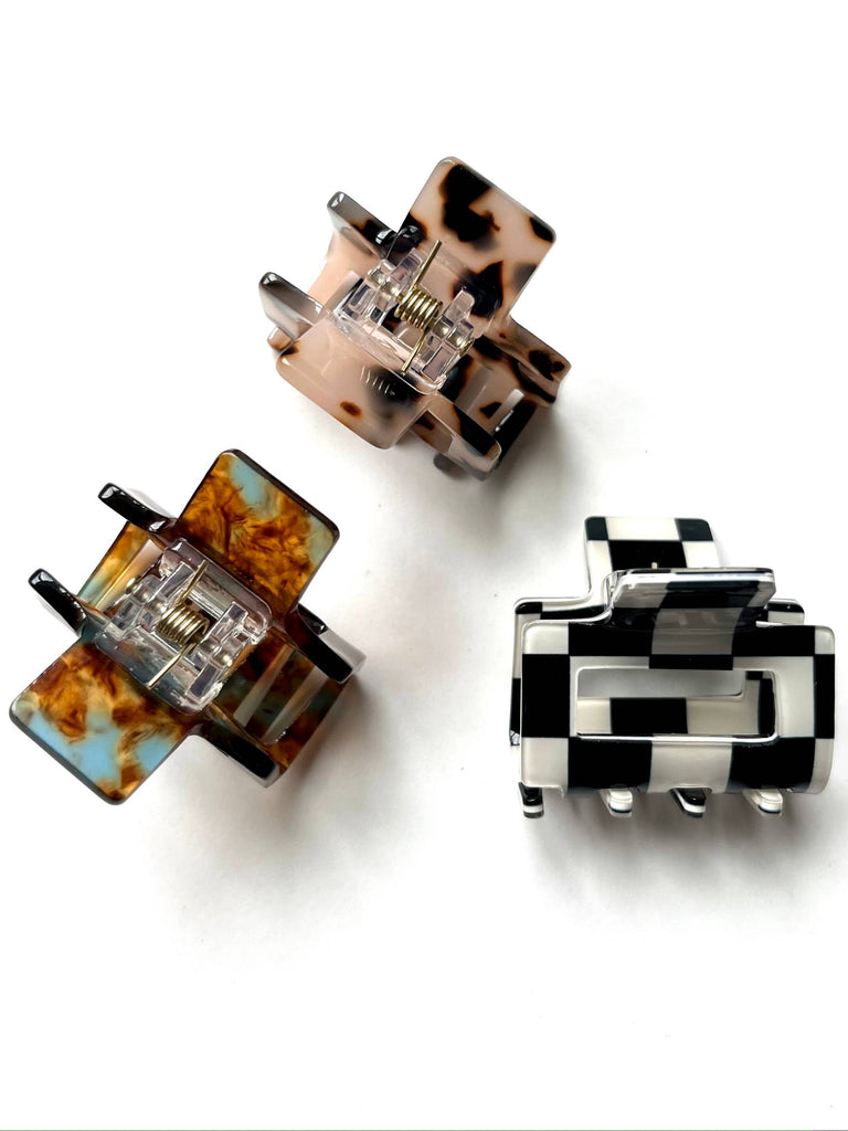 Extra Small Square Hair Clips - xs