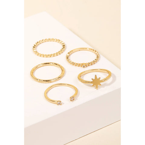 Assorted Metallic Band Rings Set