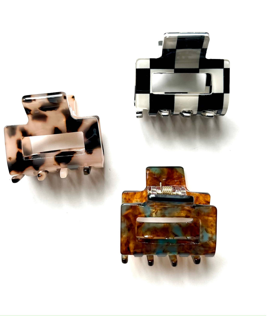 Extra Small Square Hair Clips - xs