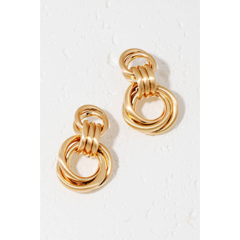 Tiered Layered Brushed Metallic Door Knocker Earrings