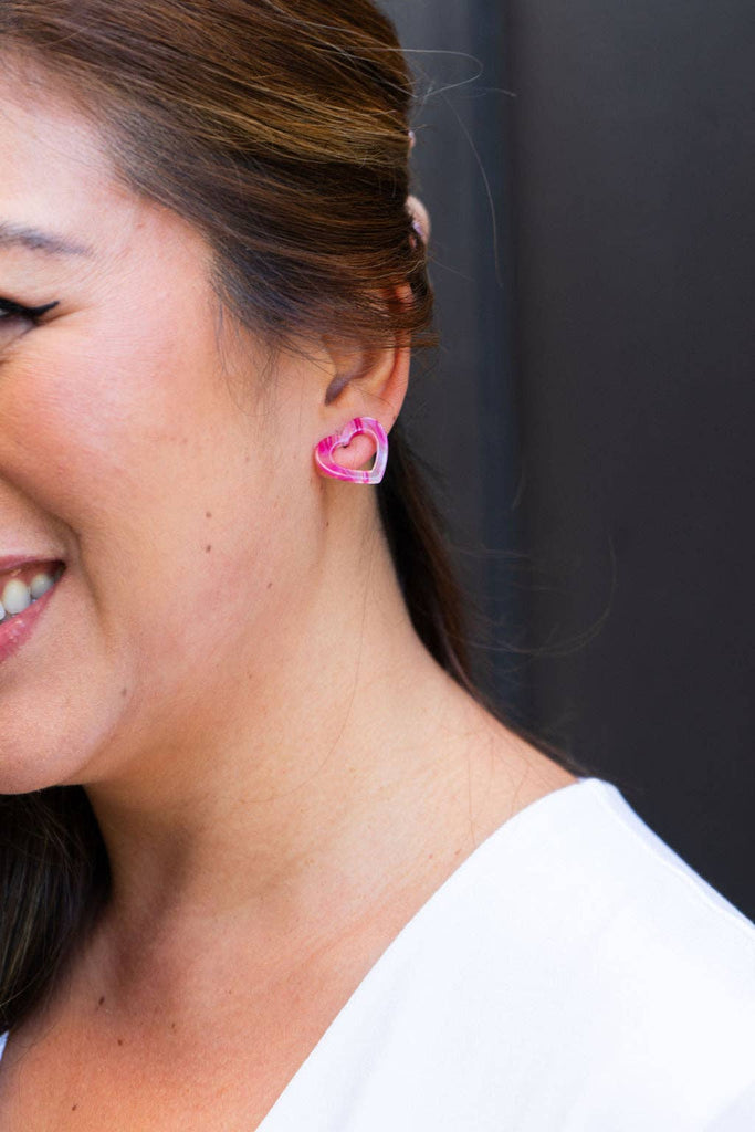 Sweet Heart Studs - Pink Punch