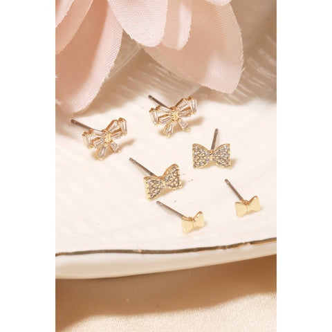 Pave Rhinestne Bow Tie Stud Earrings